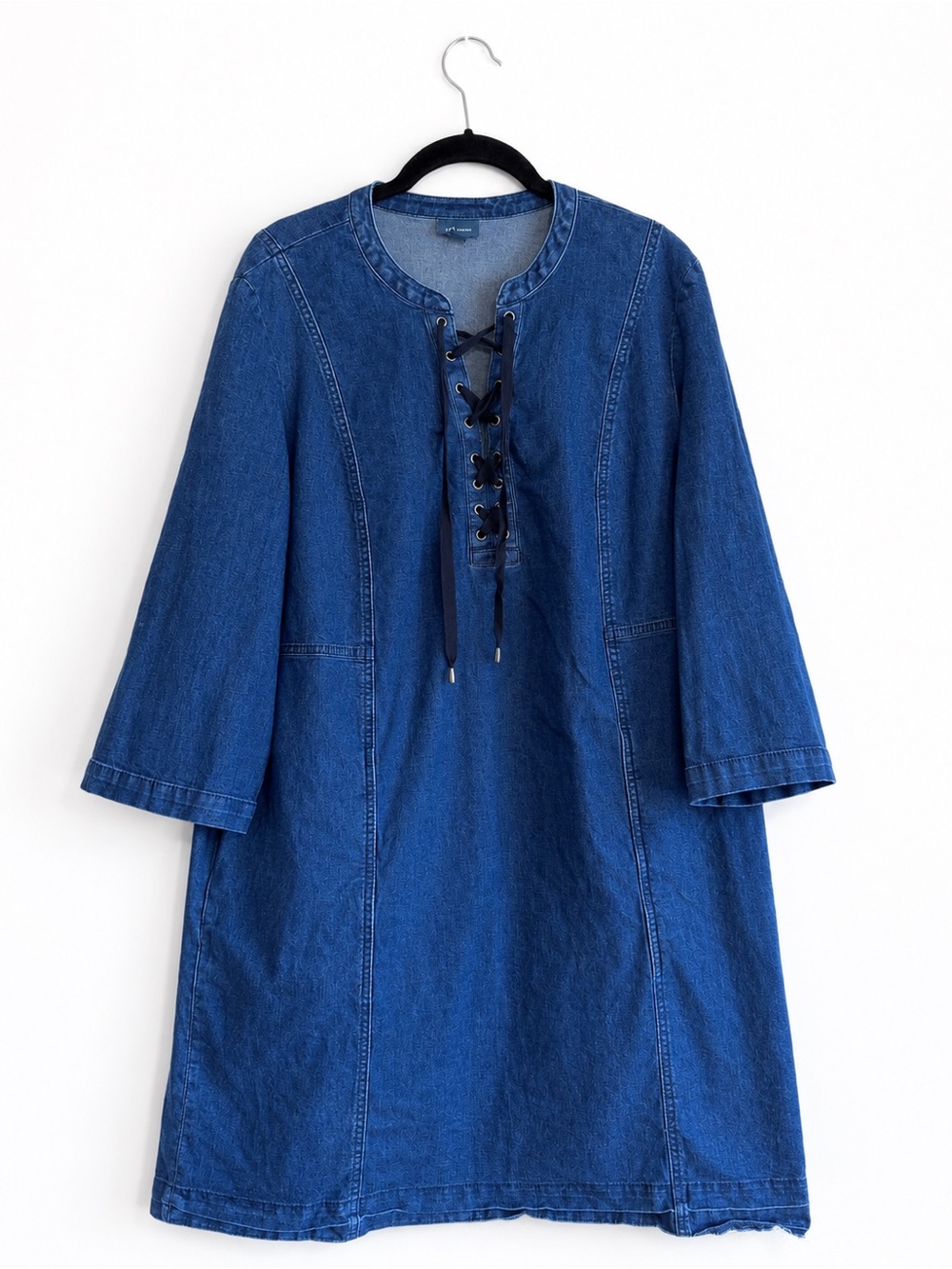 J. Jill Blue Denim Lace-Up Shift Dress